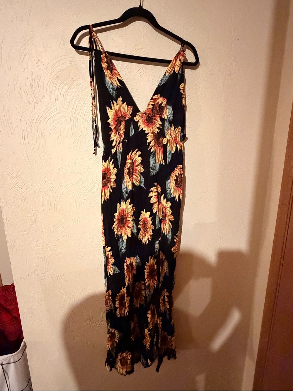 Magenta Black Maxi Dress with Sunflower Print